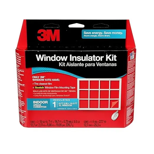 3M Indoor Window Insulation Kit, Clear Window Film for Heat and Cold, 7 ft. x 19.7 ft, Covers 1 XL 6 ft 8 in x19.5 ft Window