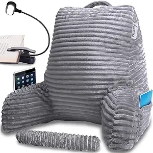 Homie Reading Pillow with Wrist Support, Has Arm Rests, and Back Support for Bed Rest, Lounging, Reading, Working on Laptop, Watching TV (Gray)