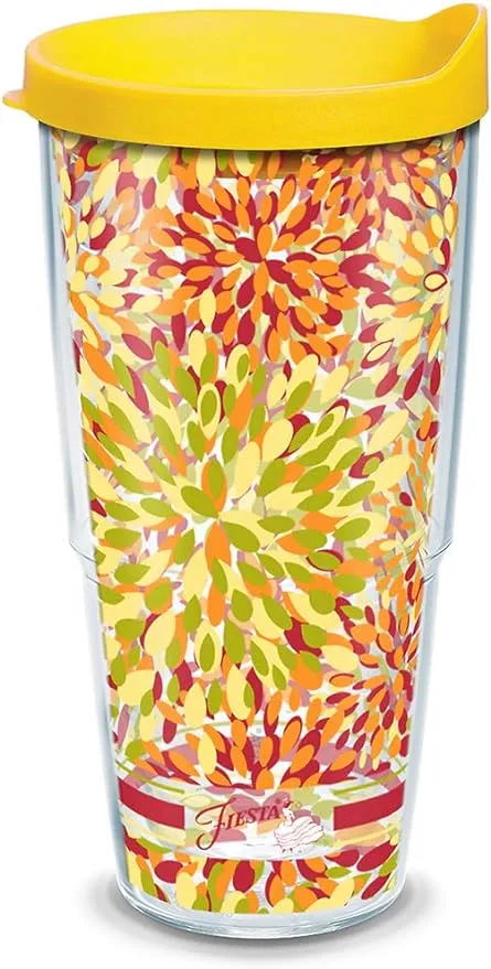 Tervis Made in USA Double Walled Fiesta Insulated Tumbler Cup Keeps Drinks Cold & Hot, 24oz, Sunny Calypso