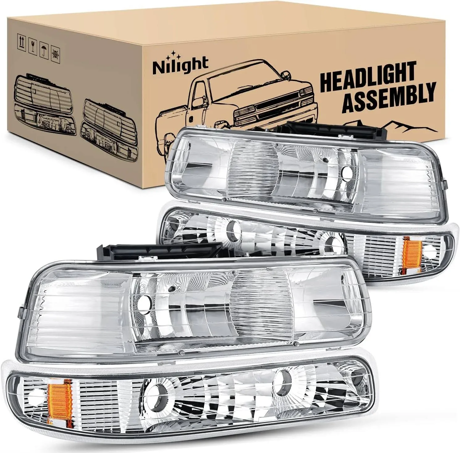 Nilight 1999 2000 2001 2002 Silverado Headlights, 2000-2006 Suburban Headlight ...