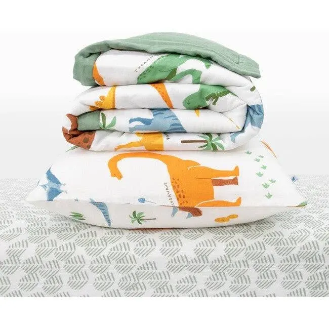 Cotton Muslin Toddler Bedding 3 Piece Set - Dino Names