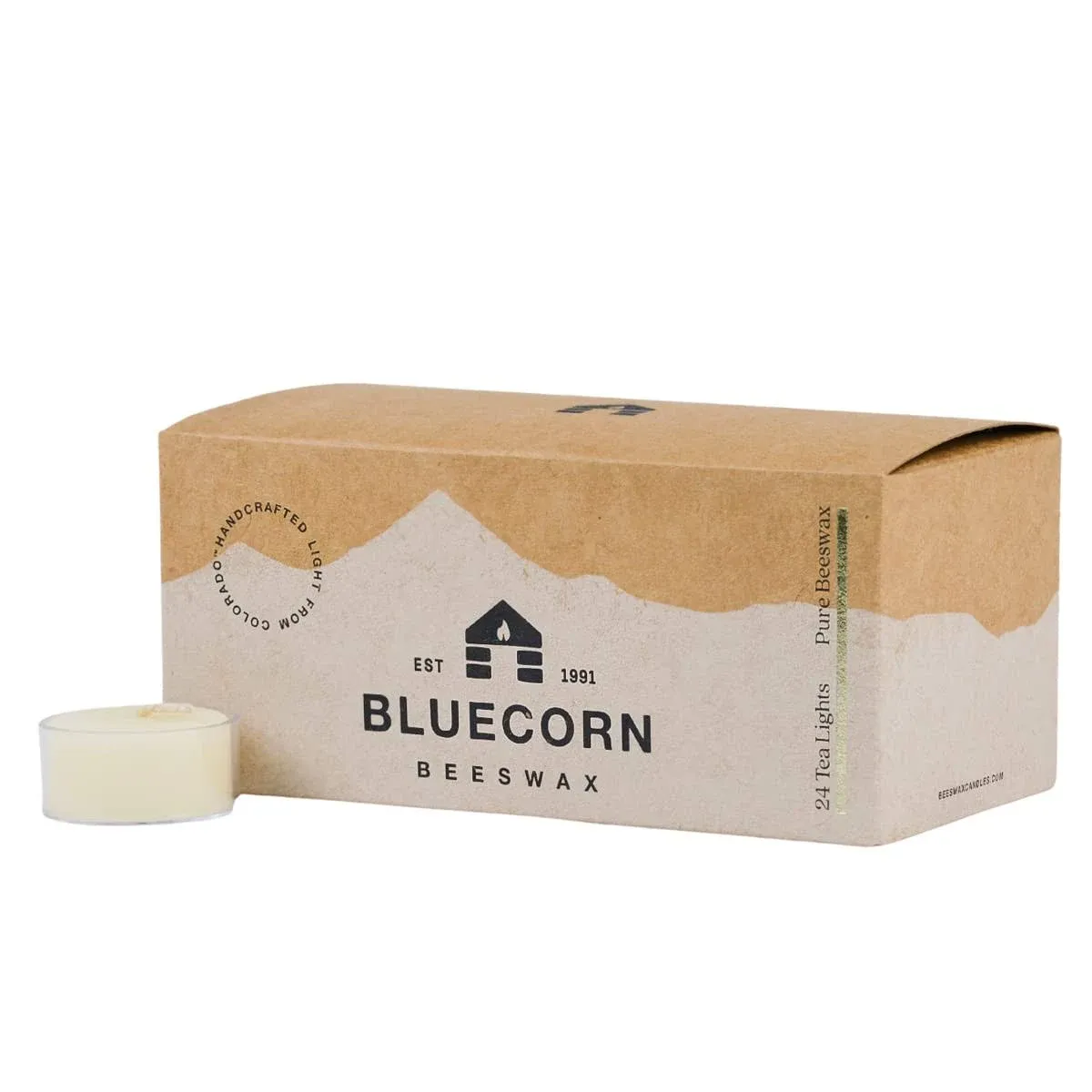 Bluecorn Beeswax 100% Pure Beeswax Tea Lights (24 Case, IVORY)