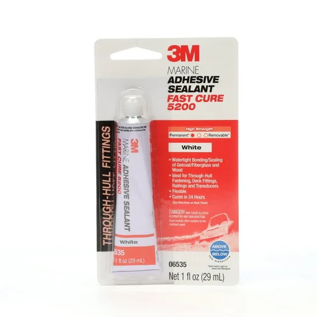 3M 06535 Marine Adhesive Sealant 5200 Fast Cure White, 1 oz Tube