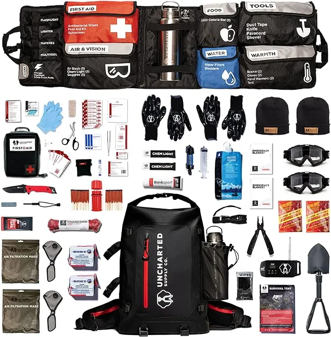 Uncharted Supply Co The Seventy2 Pro 2-Person Survival System - 72 Hour Emergency Preparedness Kit - Ideal for Your Car, Home, Survival Readiness, and Camping