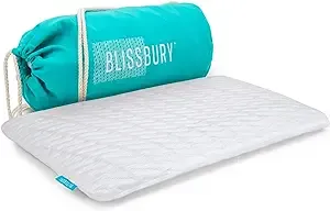 BLISSBURY Stomach Sleeping Pillow Thin Memory Foam Pillow for Stomach