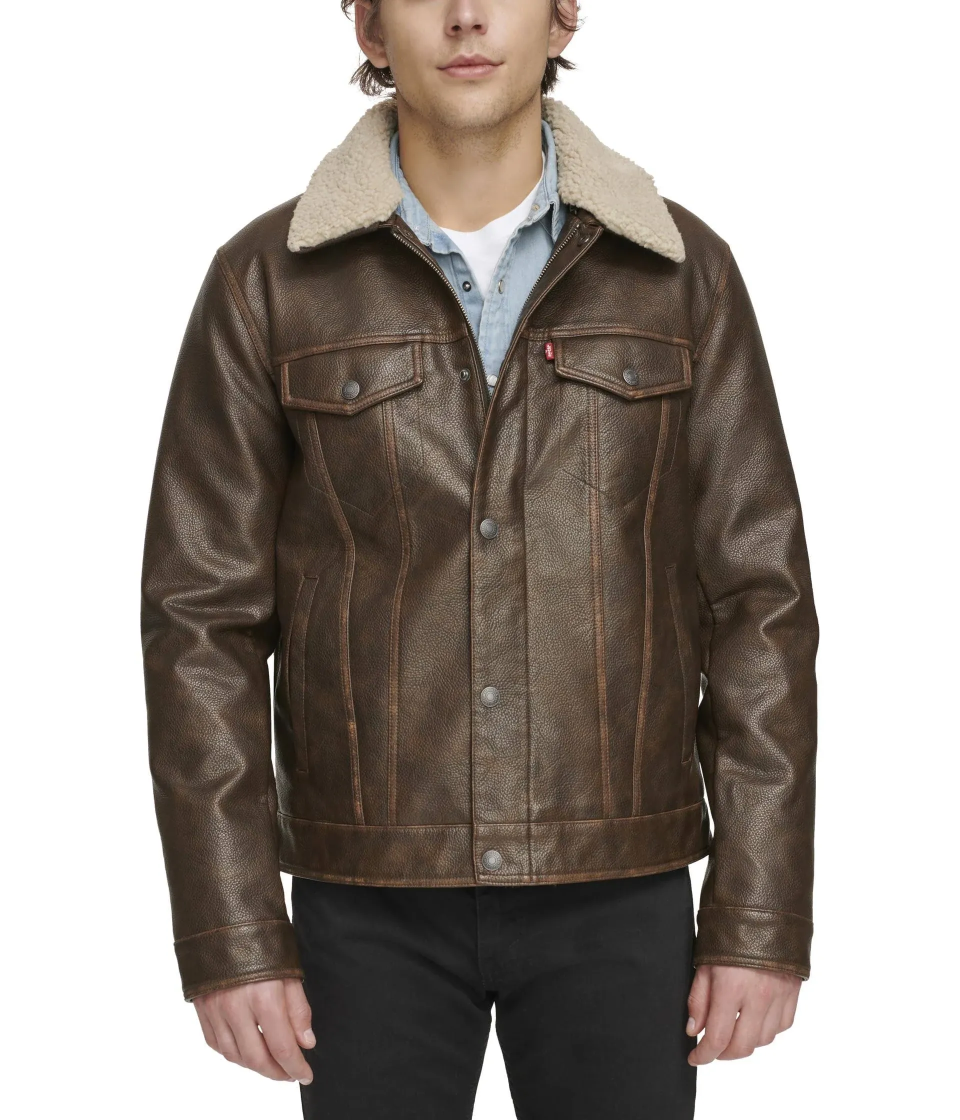 Men's Levi's® Faux Leather Sherpa Collar Trucker Jacket