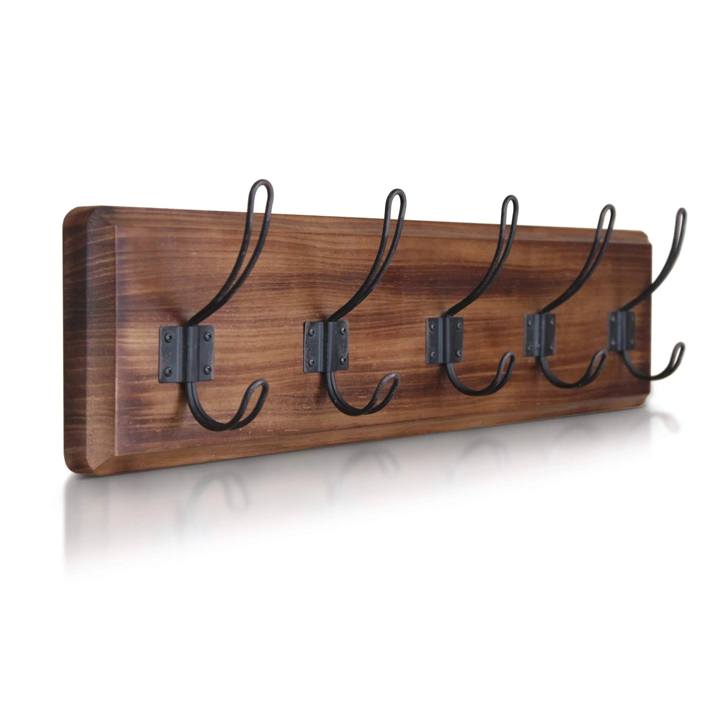 Hbcy Creations Rustic Coat Rack - Wall Mounted Wooden 24" Entryway Coat Hooks - 5 ...