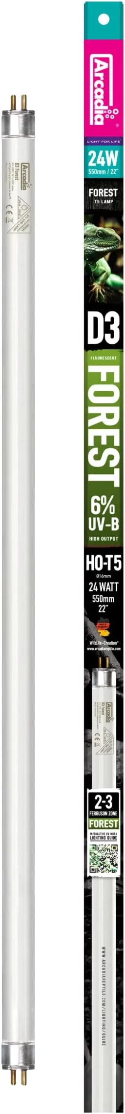 Arcadia D3 6% UVB T5 Reptile Bulb - 22"