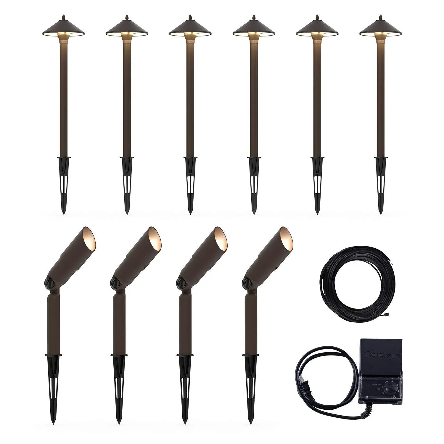 12V AC Landscape Lighting Kit with 6PCS 10W Bronze Halogen Pathway Lights &amp; 4...