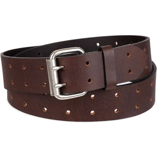 Dickies Men&#039;s 38MM Wide Two Prong Casual Leather Belt Brown