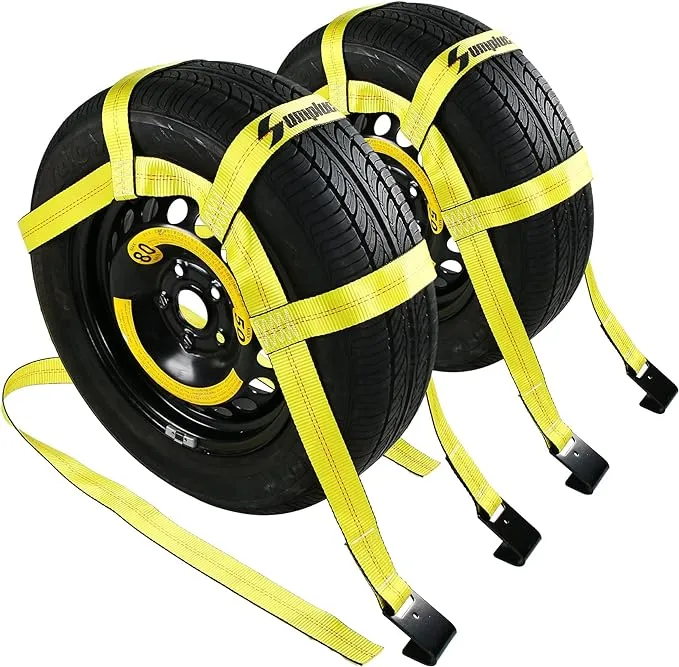 Tow Dolly Wheel Net Basket Straps w/ Snap Hooks Auto Tie Down