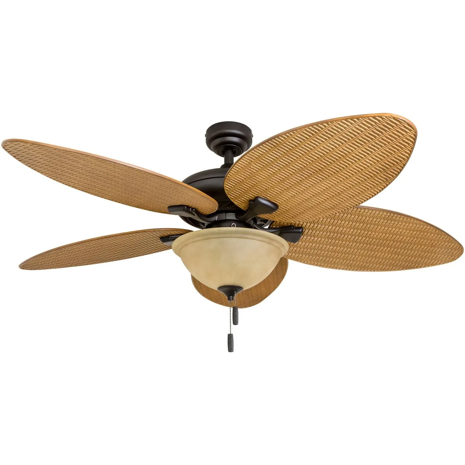 Honeywell Palm Valley 52" Bronze Tropical LED Ceiling Fan with Light Palm Leaf Blades