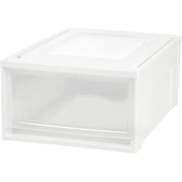 Iris Usa, Medium Plastic Box Chest Drawer Unit, White, 1 Drawer