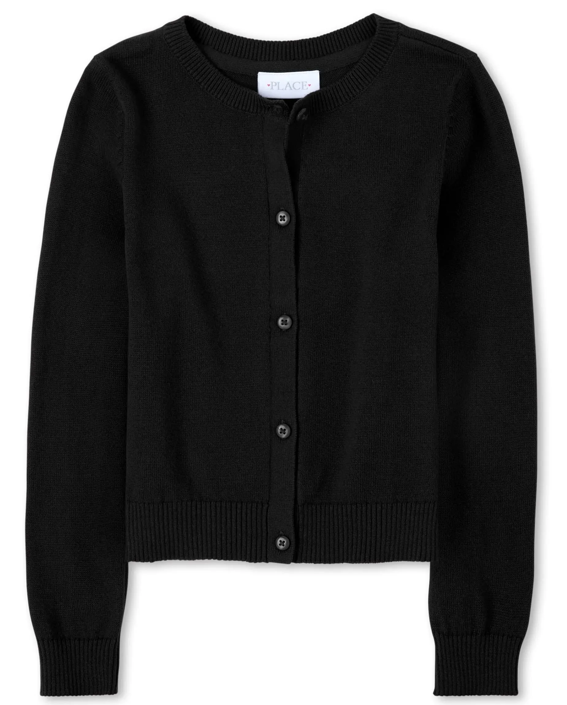 The Children's Place Big Girls' Uniform Cardigan 44422, Size: Large/10/12, Black