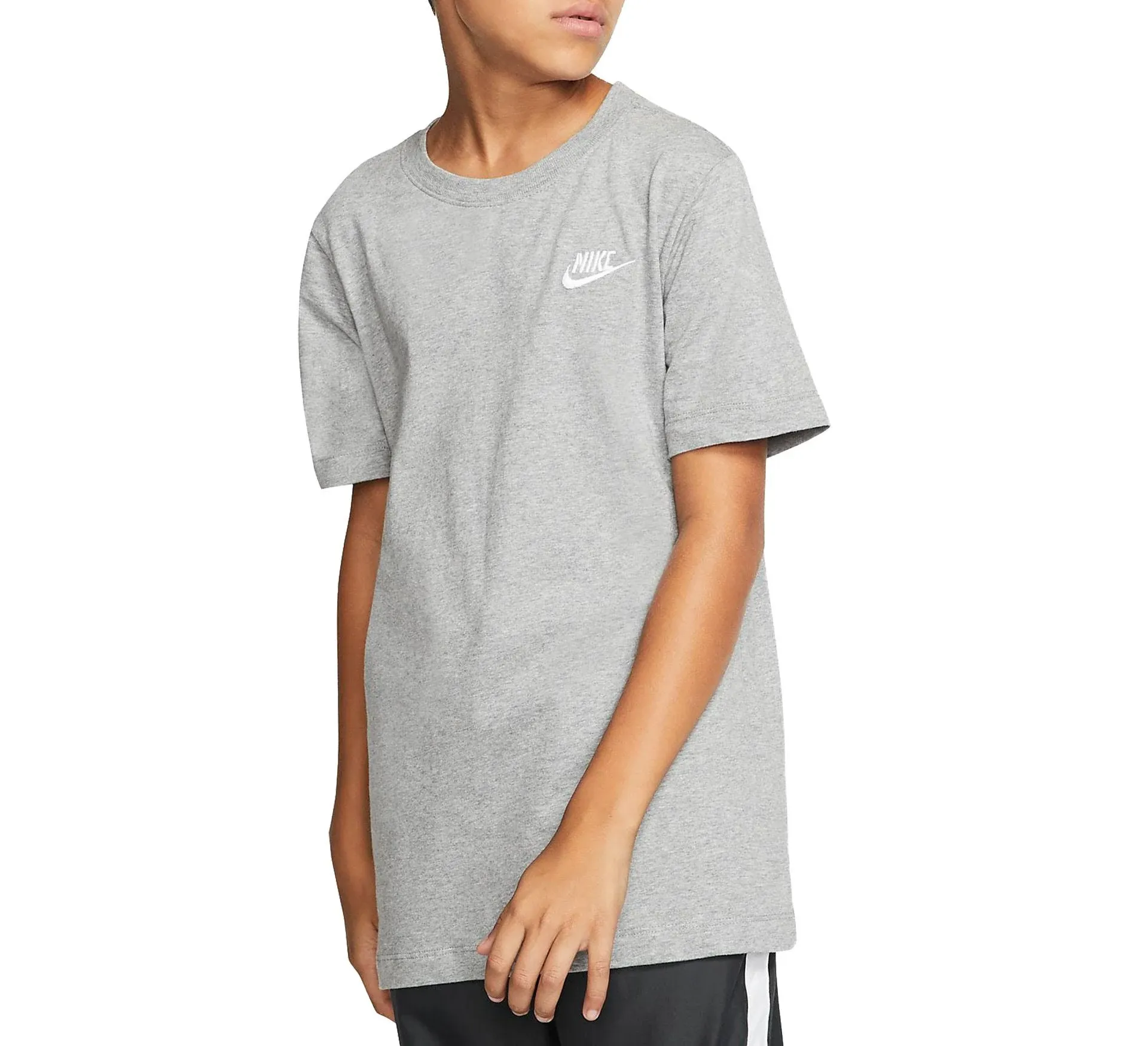 Nike Boys NSW Futura T-Shirt - Dark Grey Heather/White Size L