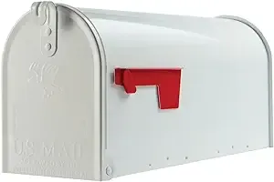 Elite White, Medium, Steel, Post Mount Mailbox