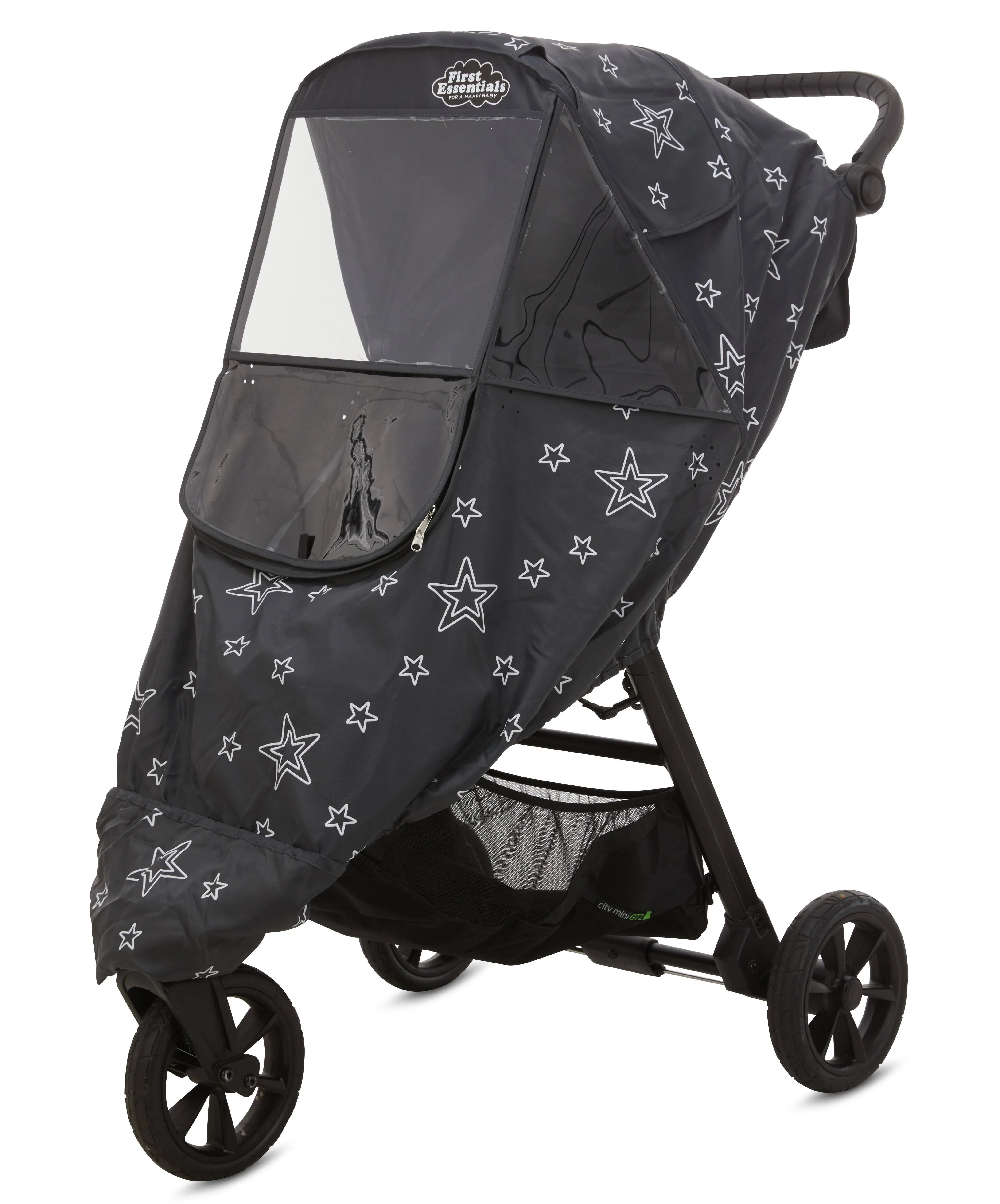 First Essentials Stroller Rain Cover Universal, Baby Travel Weather Shield, Windproof Waterproof, Protect from Dust Snow (Gray)