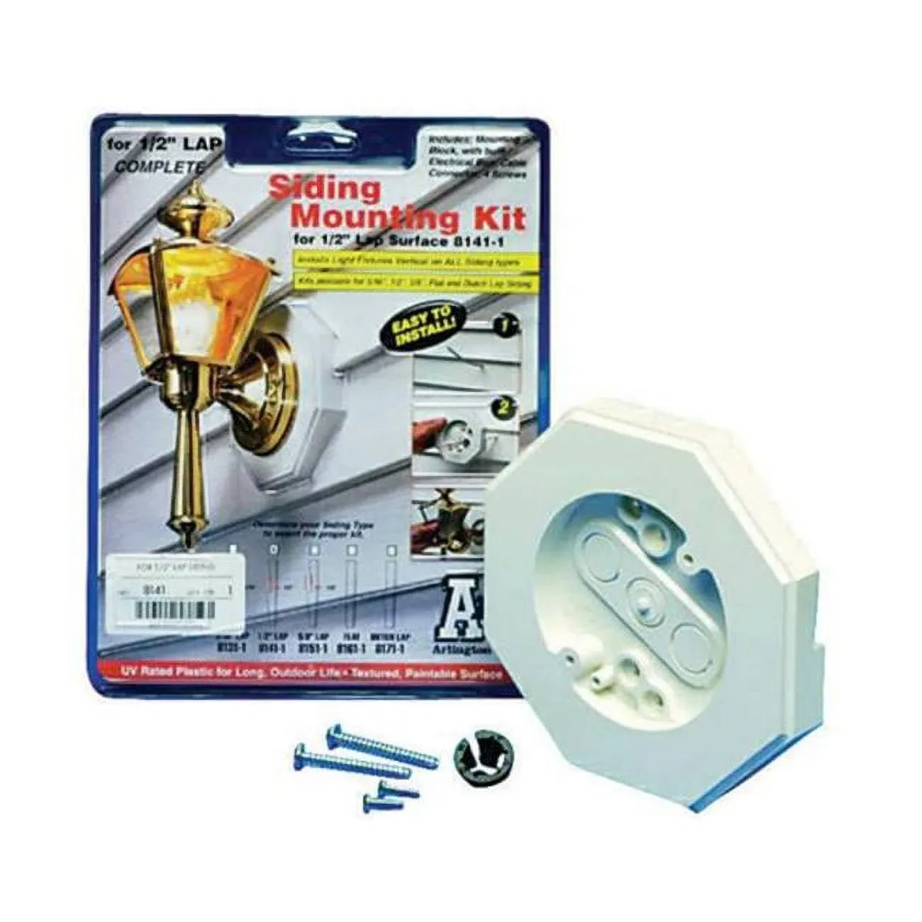 Arlington 8141 Vertical Siding Lamp Mounting Kit with Built-in Box for 1/2 Inch Vertical Siding LAPArlington 8141 Vertical Siding Lamp Mounting Kit with Buil…