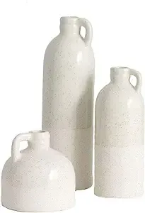 Sullivans Ceramic Jug Vase Set, Farmhouse Decor, Kitchen, Bedroom, Office, Living Room, Bathroom, & Coffee Table Centerpiece Decorations, Vases for Decor, Mantle & Shelf Décor, White Vases (CM2875)Sullivans Ceramic Jug Vase Set, Farmhouse Decor, Kitch…