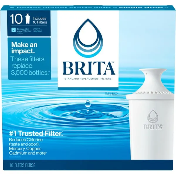 Brita 060258359916 987554 Pitcher Replacement Filters, Pack of 10, 10 Count (Pack of 1), White