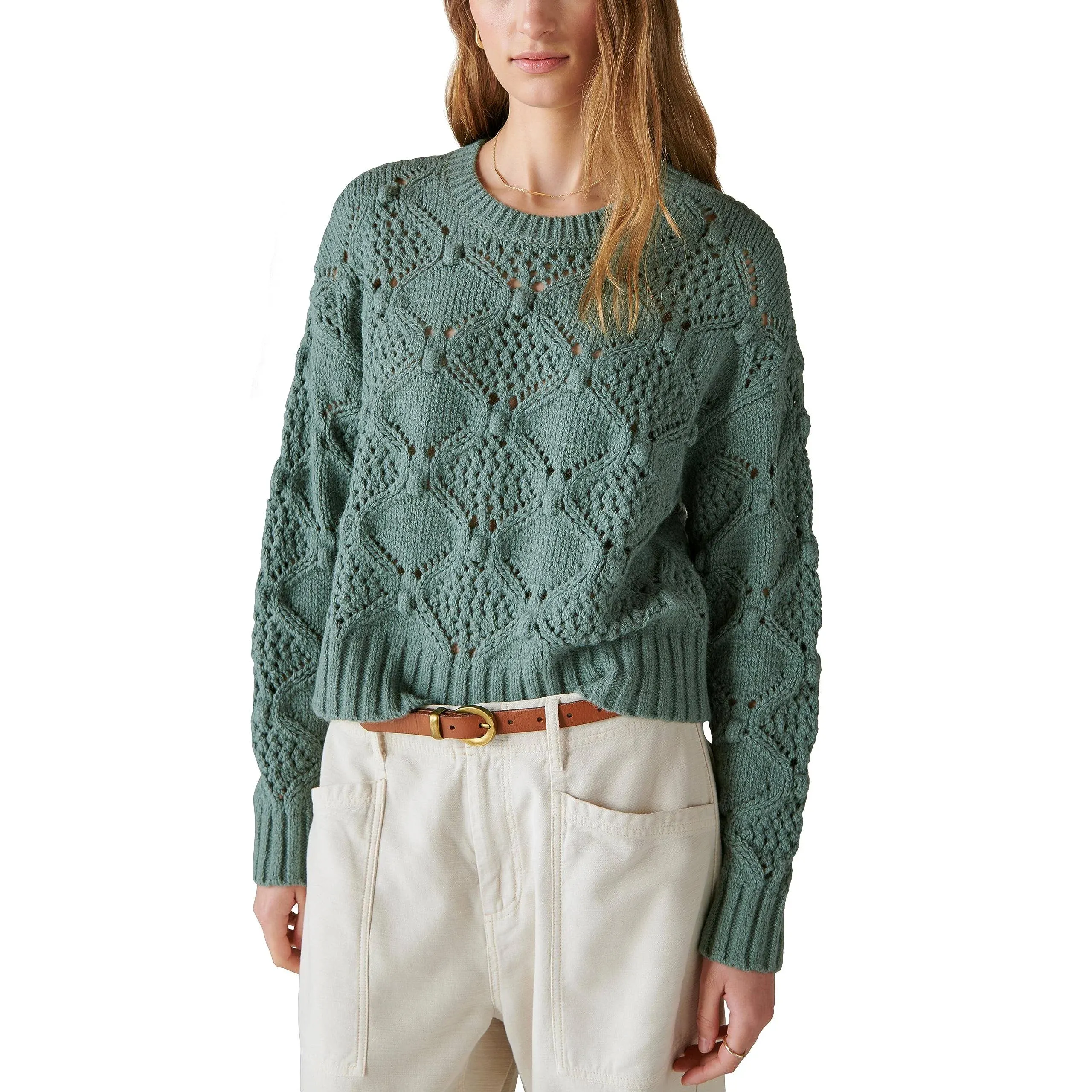 Lucky Brand Women's Open Stitch Pullover Sweater