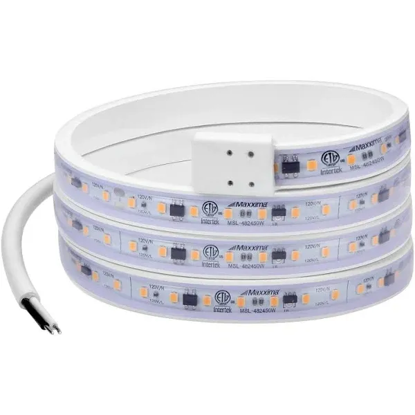 48 in. LED Under Cabinet Strip Light, Hardwired, 1840 Lumens, 3000K Warm White, 120V White Cove Light