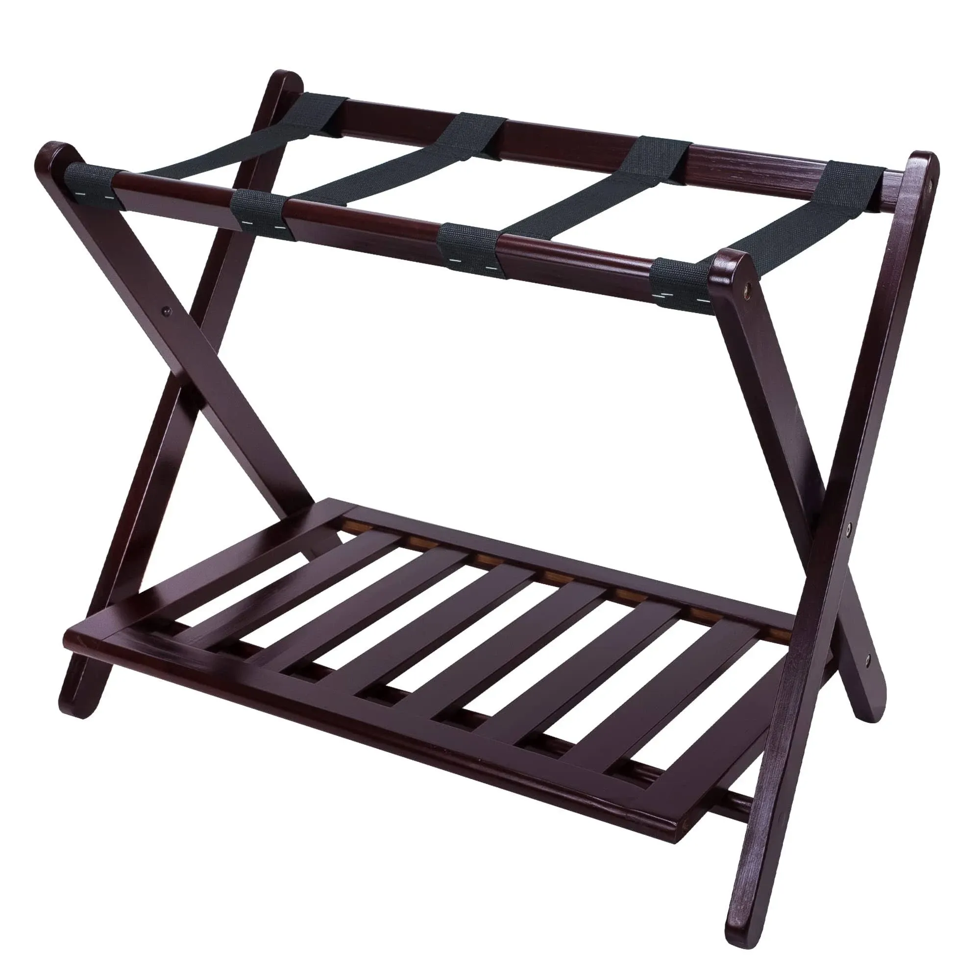 Casual Home Espresso Luggage Rack with Shelf