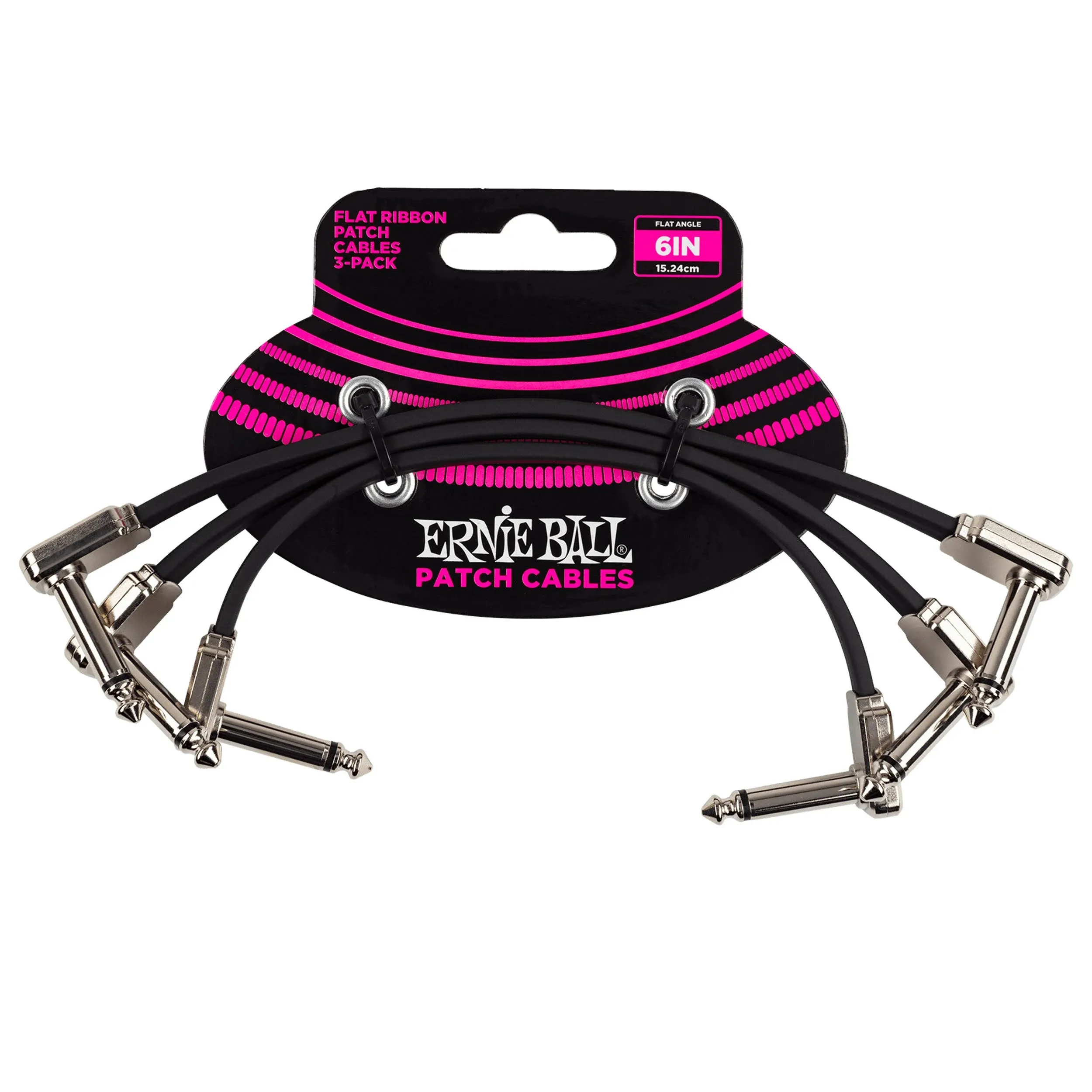 Ernie Ball P06221 Flat Ribbon Right Angle 1/4" TS Patch Cables - 6" (3-Pack) | Reverb