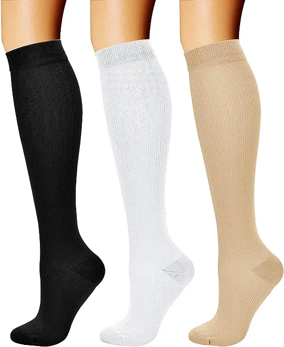 Chaussettes de compression CHARMKING pour femmes et hommes Circulation (3 paires) 15-20 mmHg est le meilleur soutien pour le cyclisme athlétique