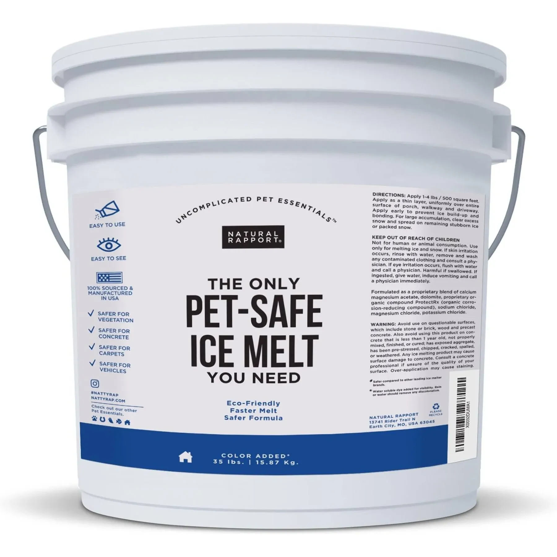 Pet Safe Pet Friendly Ice Melt Calcium Chloride Free 35 Lb Eco-Friendly Faster