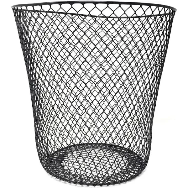 Essentials Wire Mesh Waste Basket (Black)