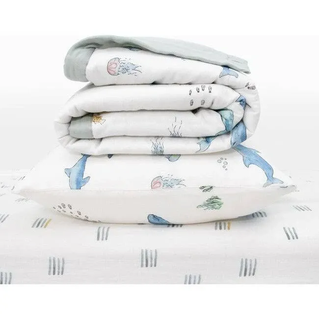 Little Unicorn Cotton Muslin Toddler Bedding 3 Piece Set - Whales