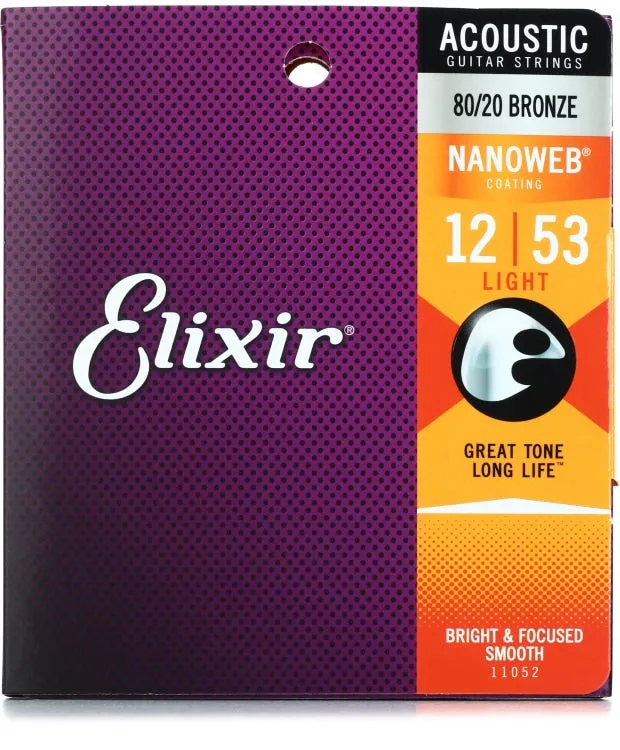 Elixir Strings - Acoustic 80/20 Bronze with NANOWEB Coating - Elixir Acoustic Guitar Strings - 12 String Light (.010-.047)Elixir Strings - Acoustic 80/20 Bronze with NANOWEB Coating - Elixir Acoustic Guitar Strings - 12 String Light (.010-.047)