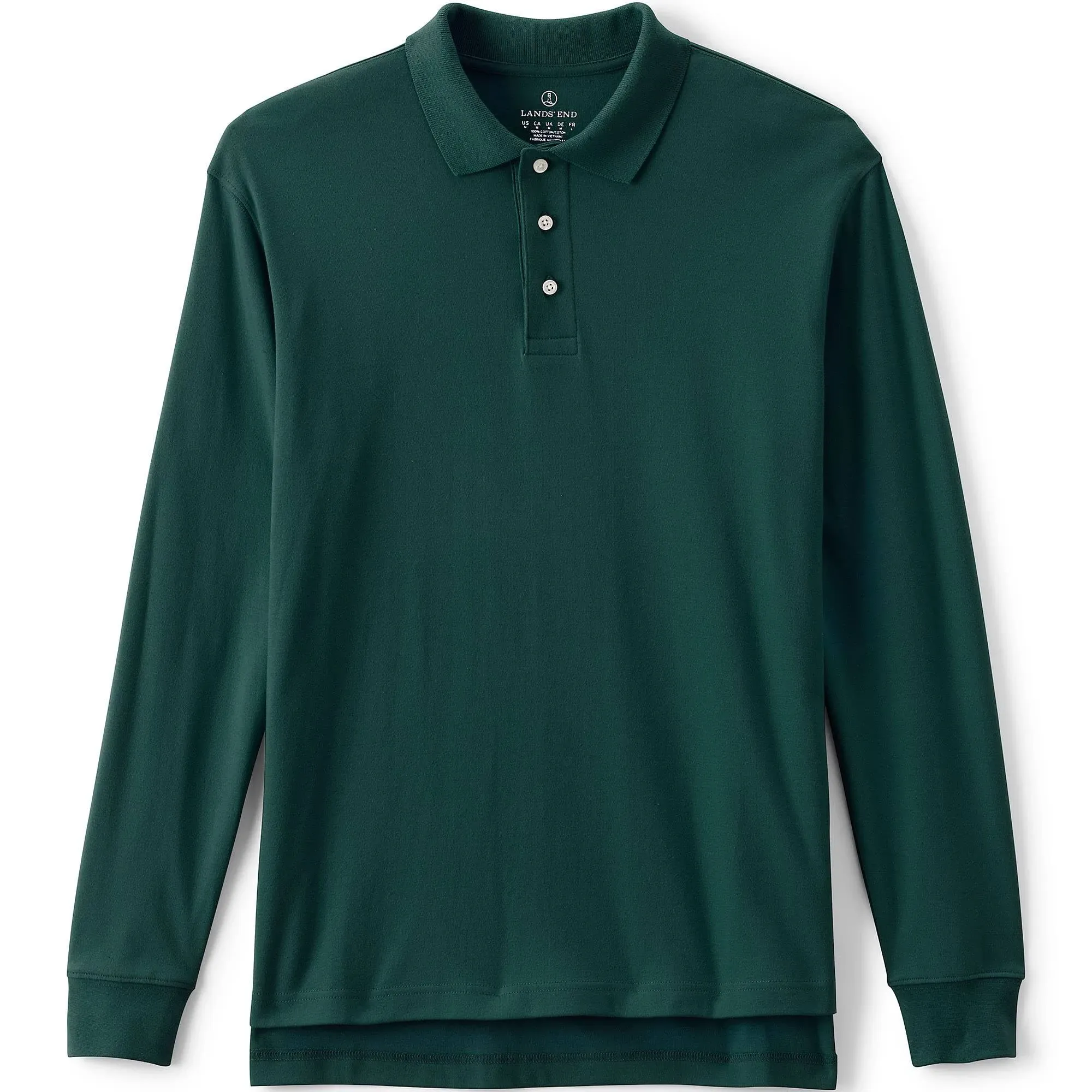 Lands' End School Uniform Long Sleeve Interlock Polo Shirt