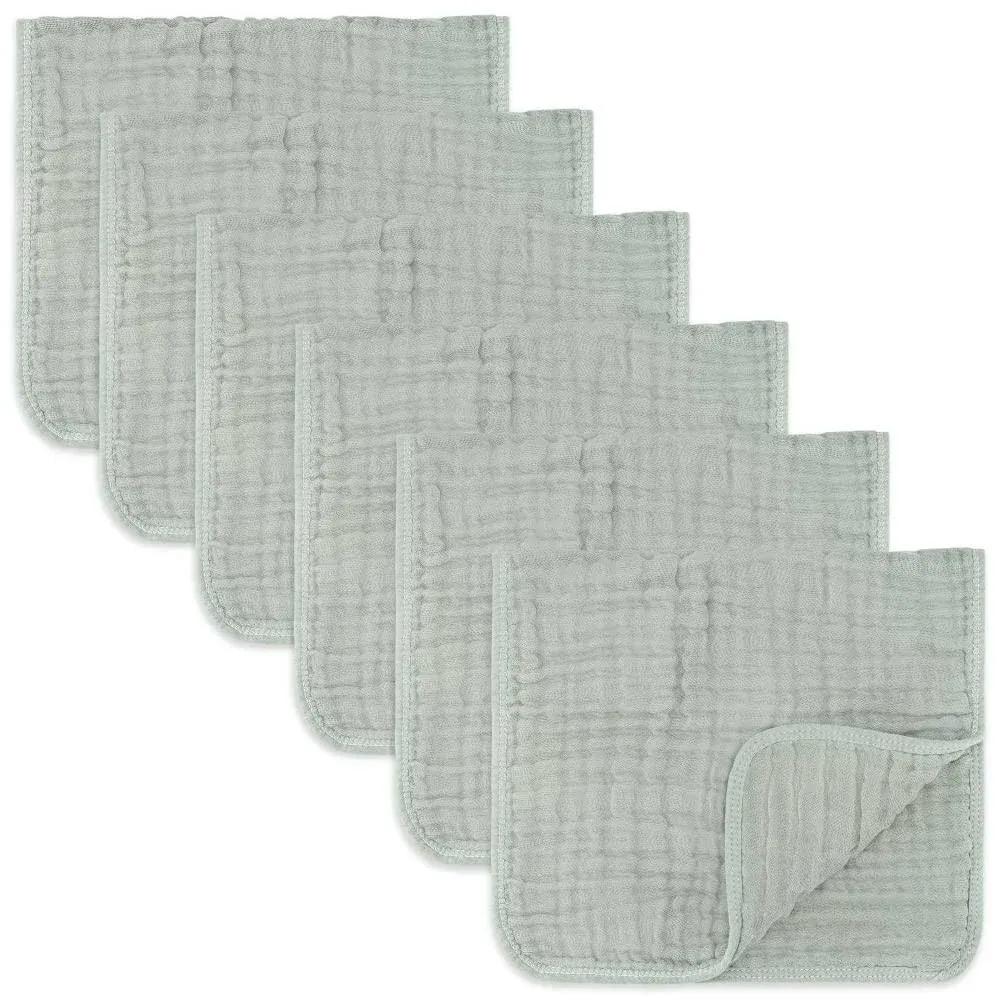 Muslin Burp Cloths Large 100% Cotton by Comfy Cubs (Fern, Pack of 6)