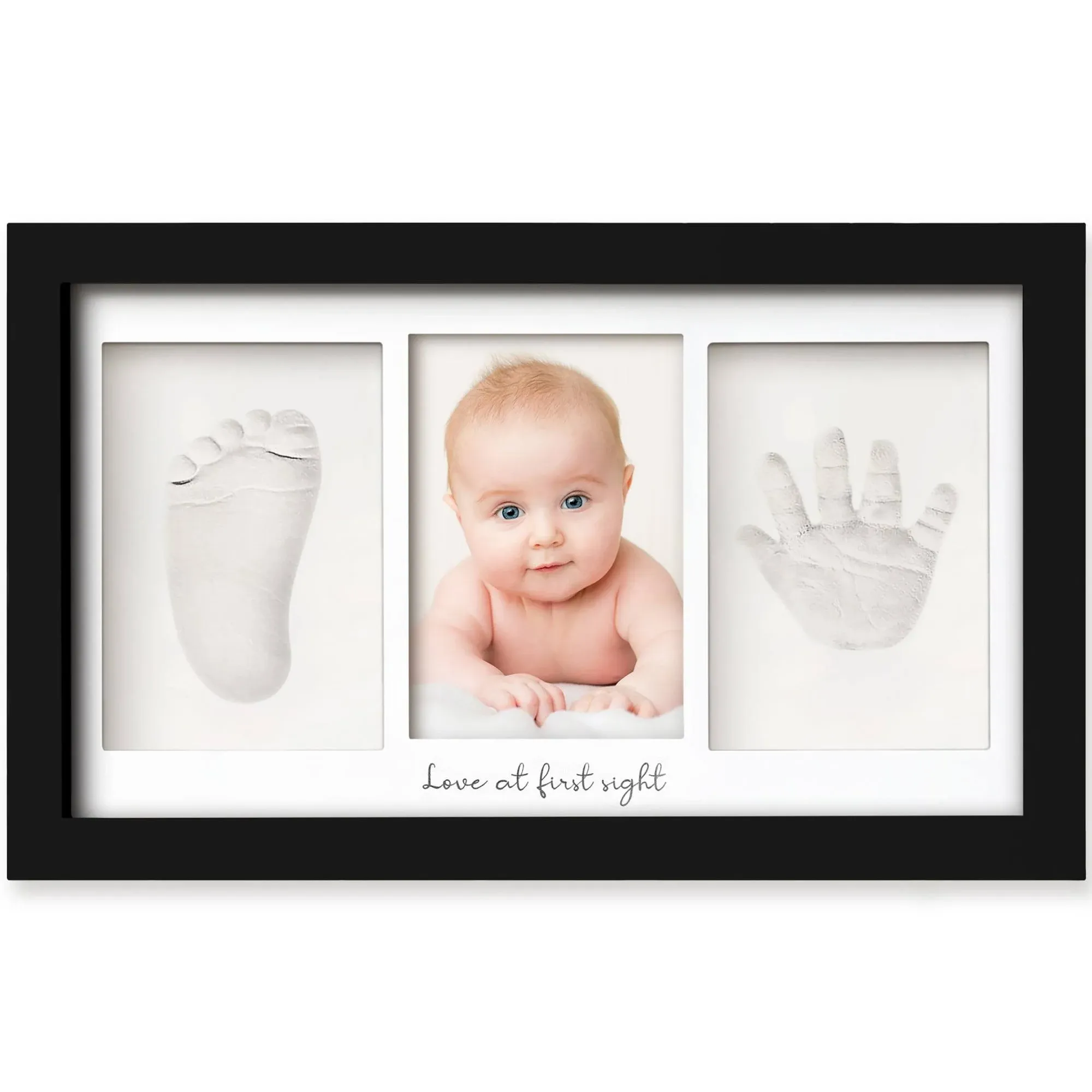 KeaBabies Baby Handprint & Footprint Keepsake Duo Frame in Onyx Black