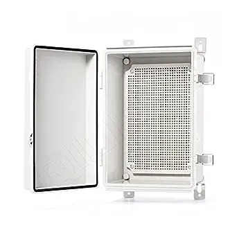 QILIPSU Waterproof Outdoor Junction Box, IP67 ABS Plastic Electrical Enclosure with Mounting Plate, Wall Brackets, Weatherproof Hinged Grey Cover for Projects (11.2"x7.7"x5.1")