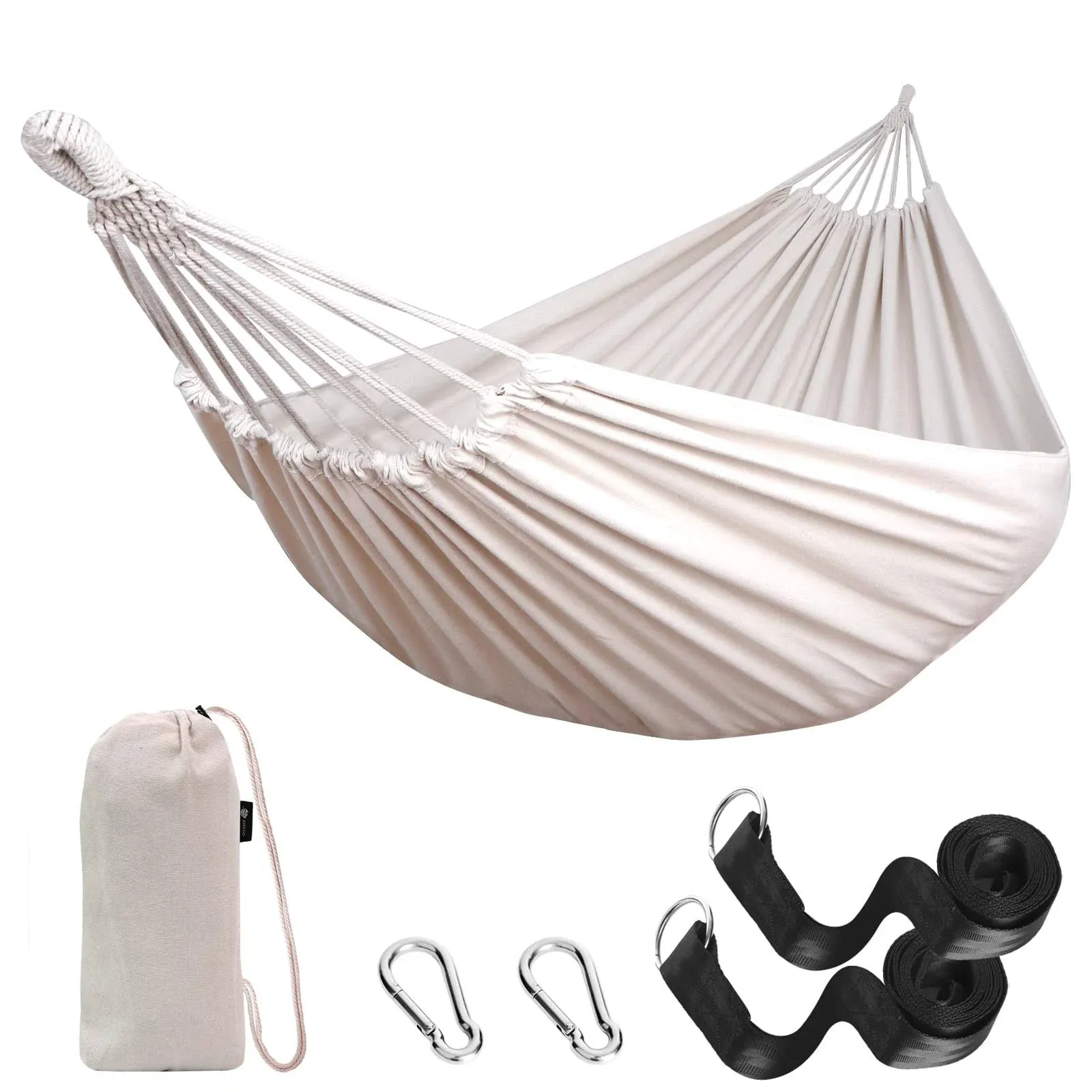 Anyoo Garden Cotton Hammock Comfortable Fabric Hammock with Tree Straps for Hanging Sturdy Hammock Up to 660lbs Portable Hammock with Travel Bag for Camping Outdoor/Indoor Patio Backyard