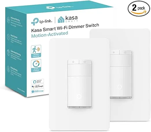 Kasa Smart Motion Sensor Switch, Dimmer Light Switch, Single Pole, Needs Neutral Wire, 2.4GHz Wi-Fi, Compatible with Alexa & Google Assistant, UL Certified, No Hub Required(ES20M) White 1-Pack