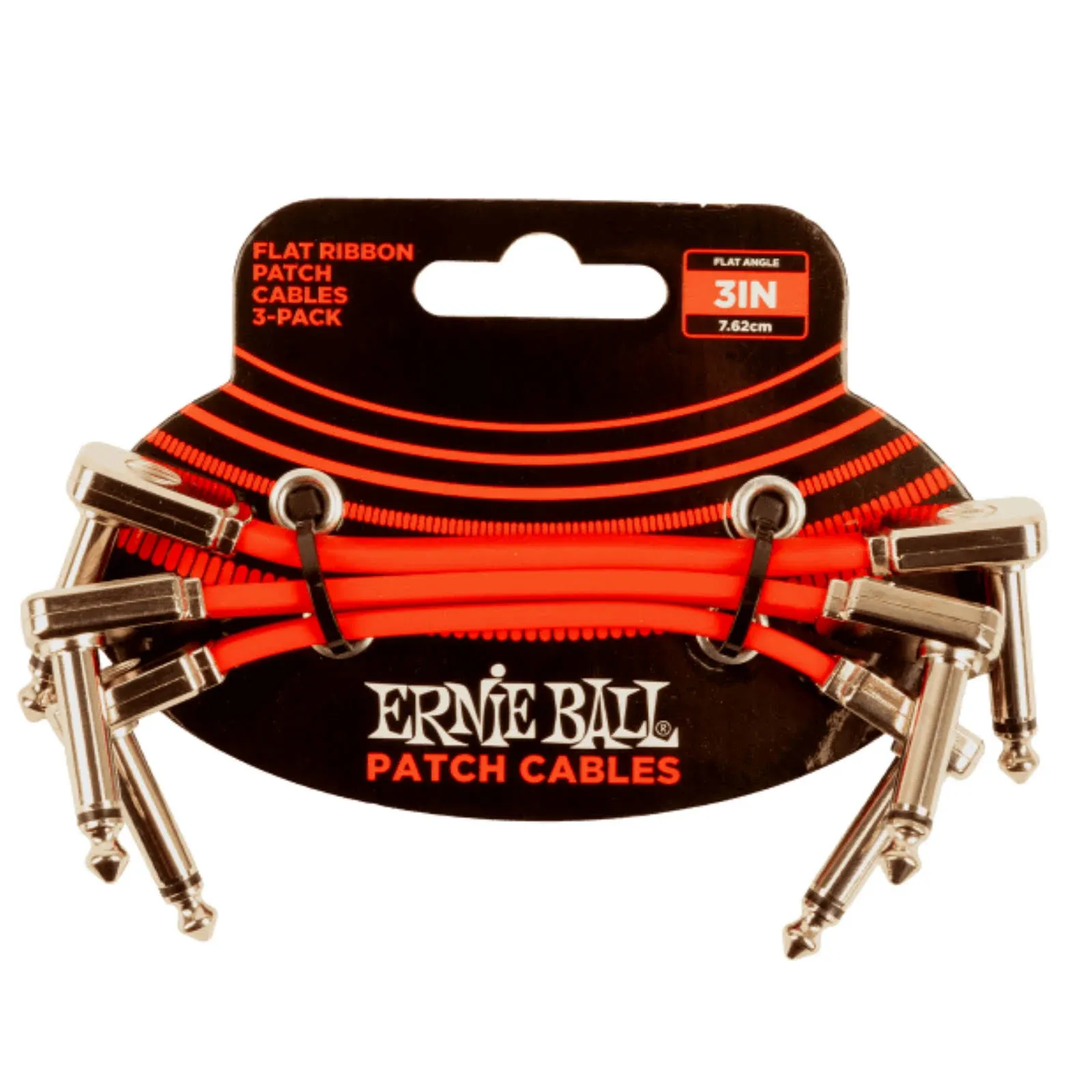 Ernie Ball 3" Flat Ribbon Patch Cable Red 3 Pack