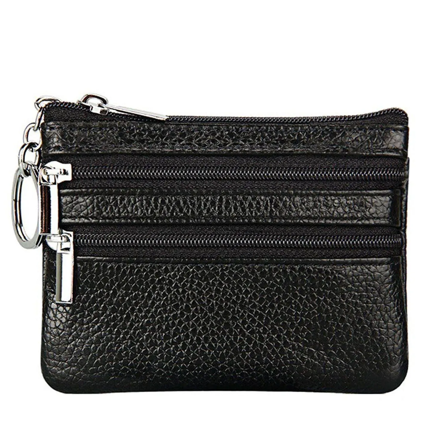 Women's Genuine Leather Coin Purse Mini Pouch Change Wallet with Keychain