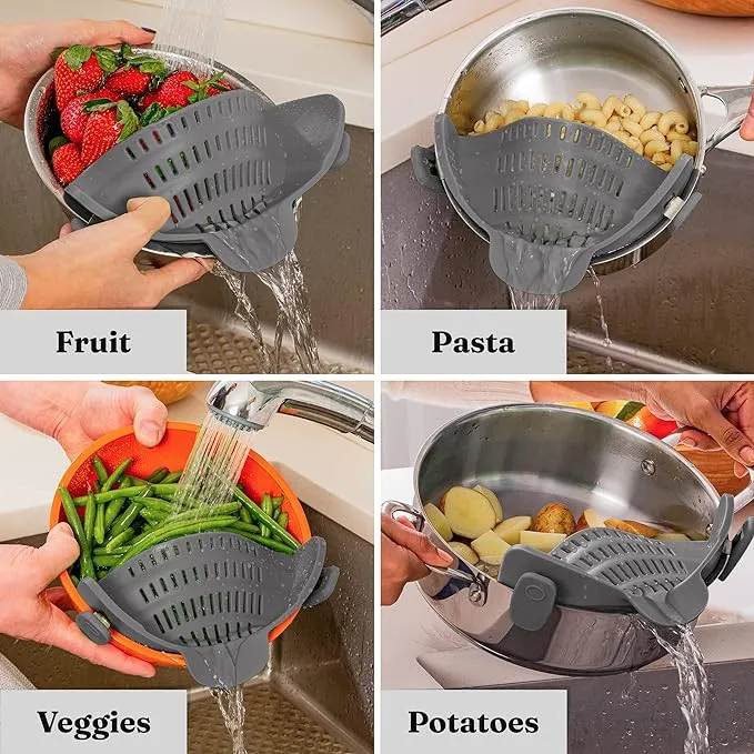 "Kitchen Gizmo Snap N Strain Silicone Strainer Pasta and