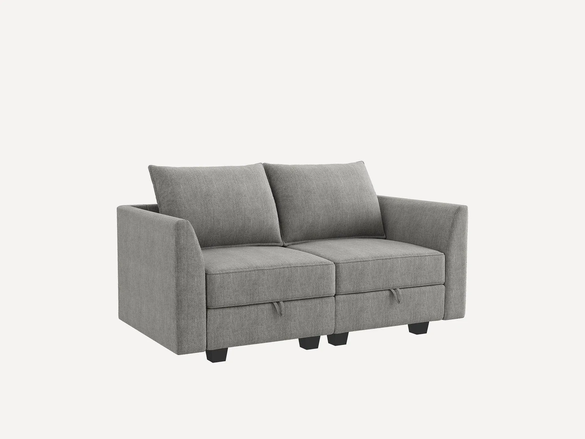 Honbay 61 inch Modern Loveseat 2 Seater Sofa Modular Couch w/ Storage SEATS ...