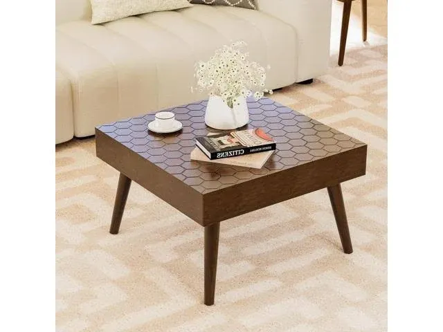 HOMPUS Rustic Farmhouse Square Coffee Table