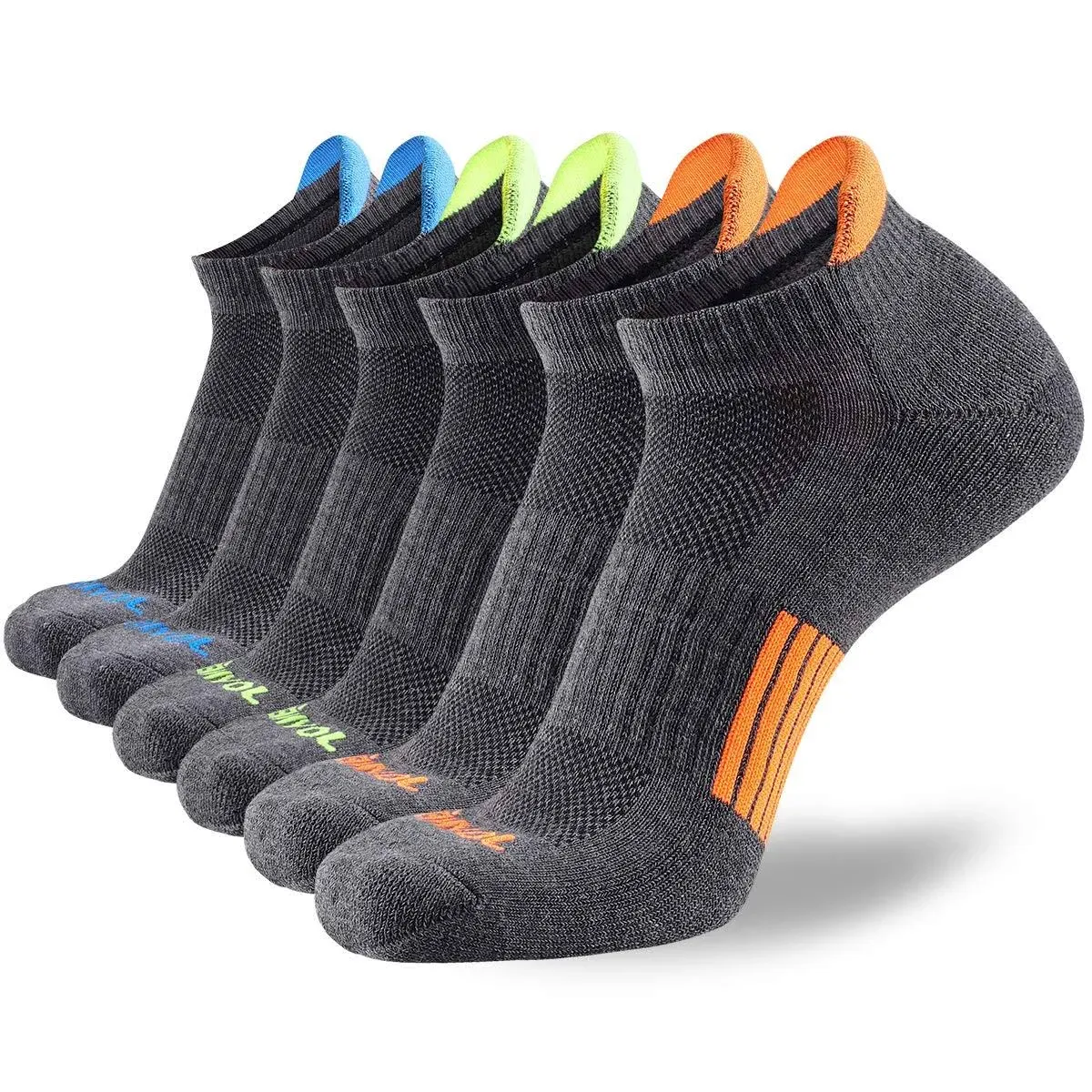 JOYNÉE Men’s Athletic Socks Low Cut Cushion Running Socks Breathable Comfort for Sports 6 Pack