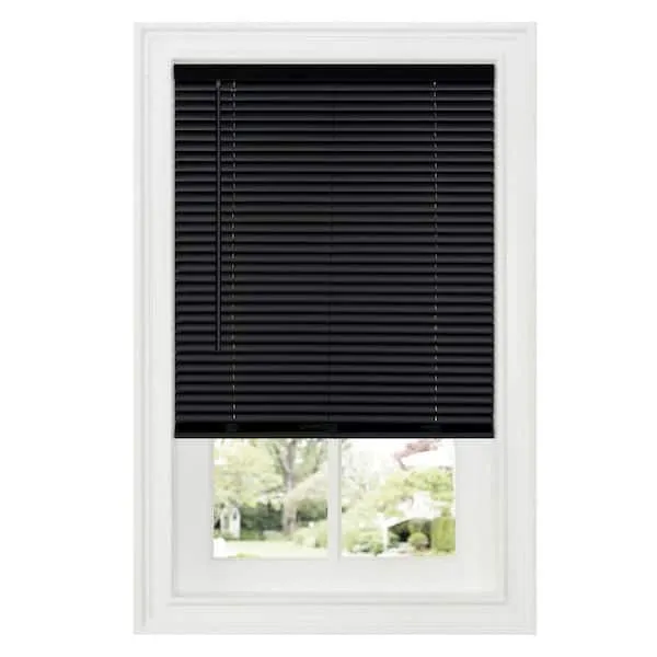 Achim GII Deluxe Sundown Black Cordless Room Darkening Vinyl Mini Blind with 1 in. Slats 35 in. W x 64 in. L