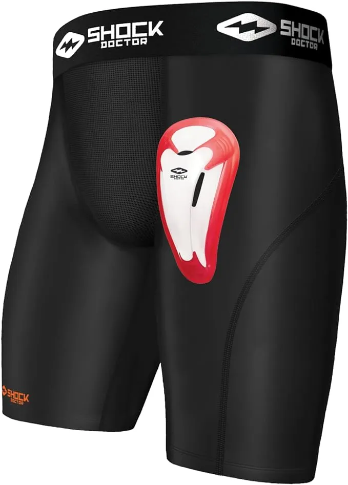 Shock Doctor Boy's Youth Core Compression Short with Bioflex Cup, Black, M