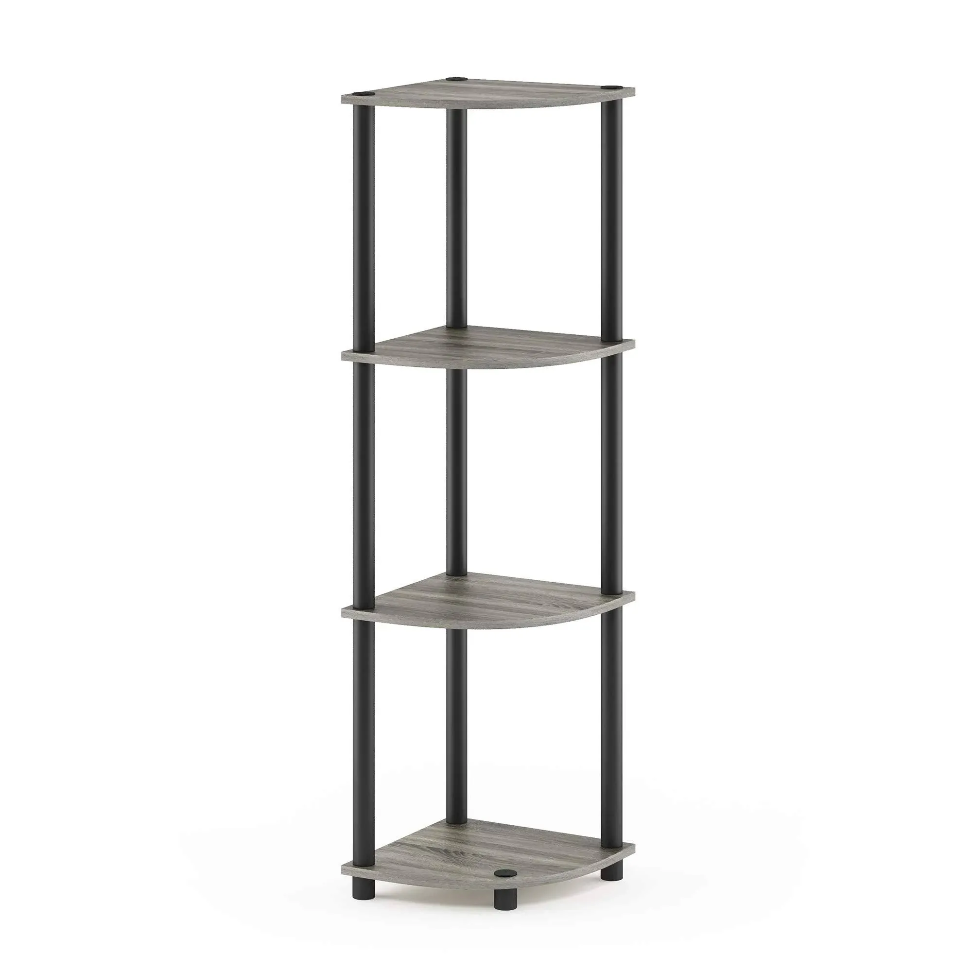 4-Tier Corner Display Rack Multipurpose Shelving Unit Storage Rack Wooden Grey