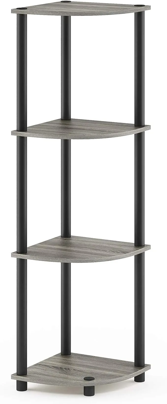 Furinno Turn-N-Tube 4-Tier Corner Display Rack Multipurpose Shelving Unit, French Oak Grey/BlackFurinno Turn-N-Tube 4-Tier Corner Display Rack Multipu…