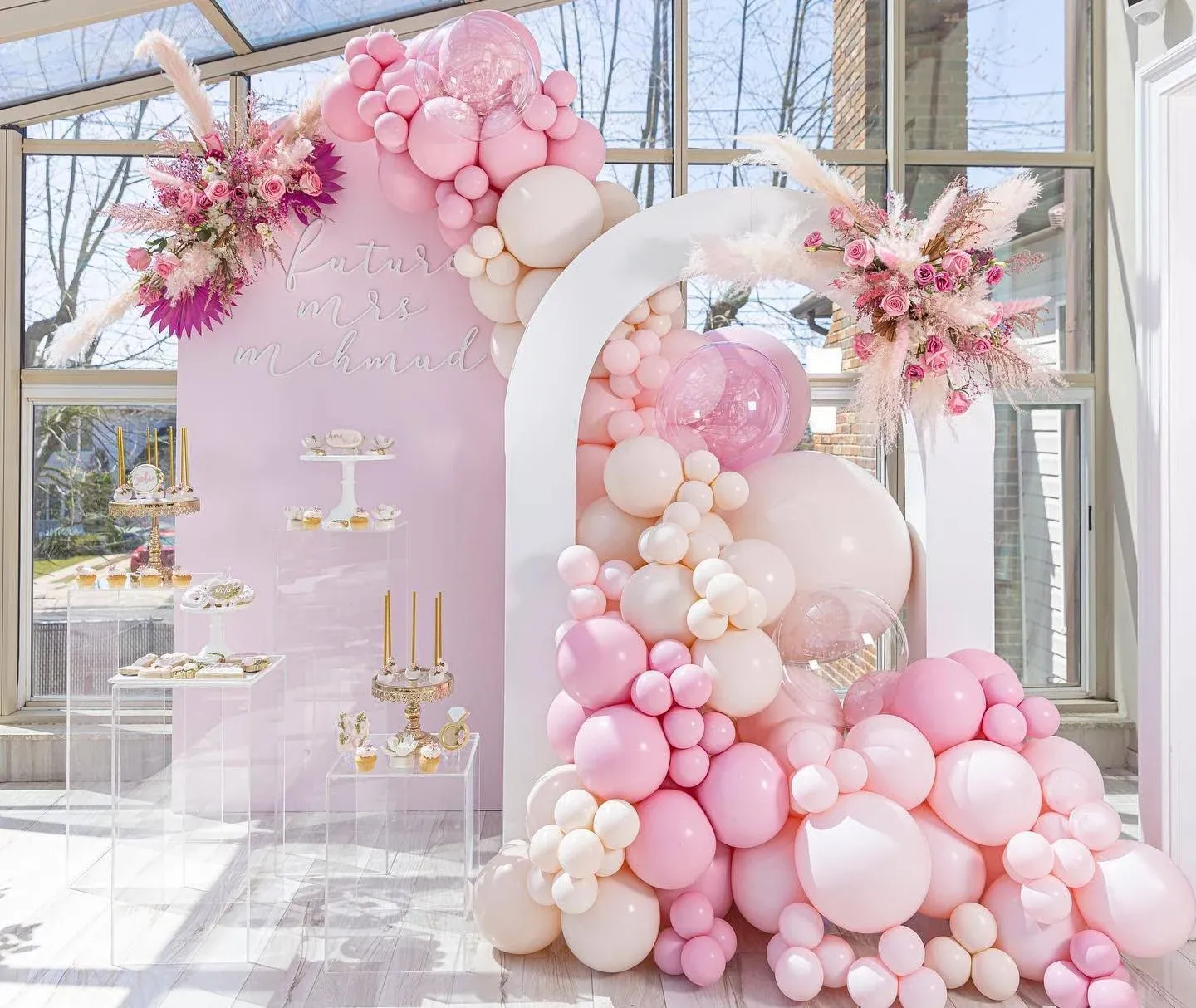 Bride Balloon Arch Garland Pastel Pink for Bridal Baby Shower Party Decoration Bobo Clear Nude Cream Double-Stuffed Girl Women Princess Ivory White